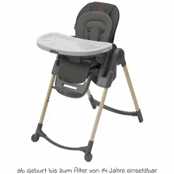 Hochstuhl Minla mitwachsend ab Geburt - 14 Jahre - Hochstuhl, Babyliege mit Liegefunktion & Tablett - Beyound - Graphite Eco - Kollektion 2025
