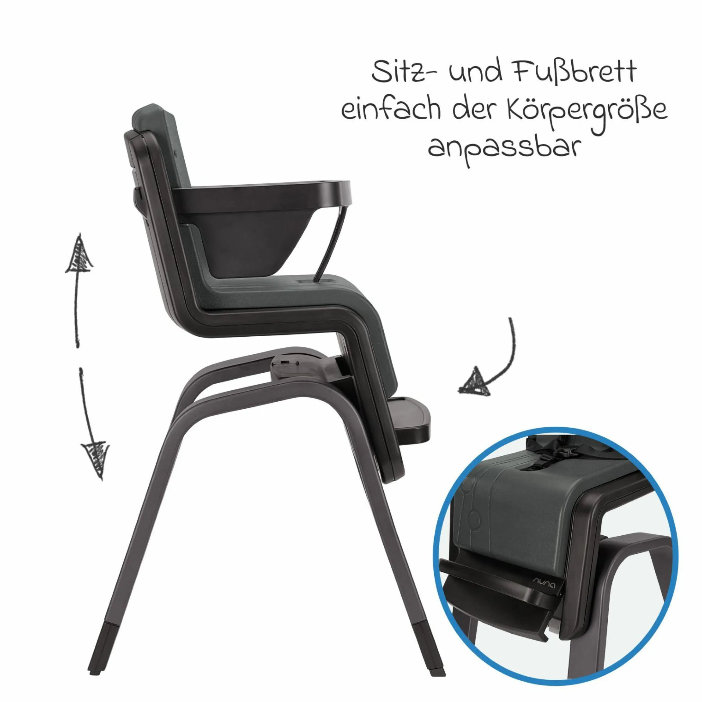 Hochstuhl ZAAZ bis 100 kg belastbar mit Hydrauliksystem für die Höhenverstellung - Pewter - Kollektion 2025
