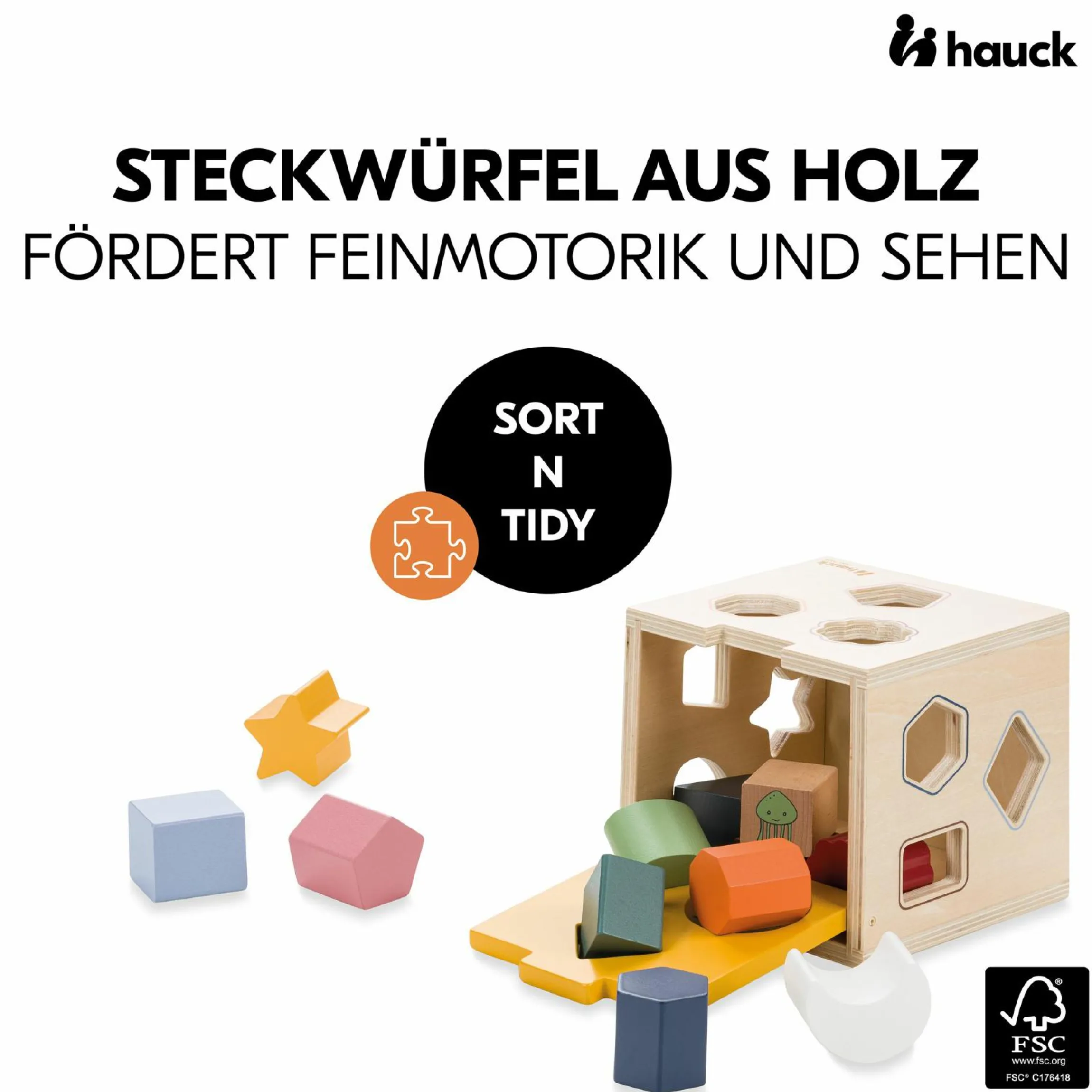 Holz Motorikwürfel mit Formen - Sort N Tidy