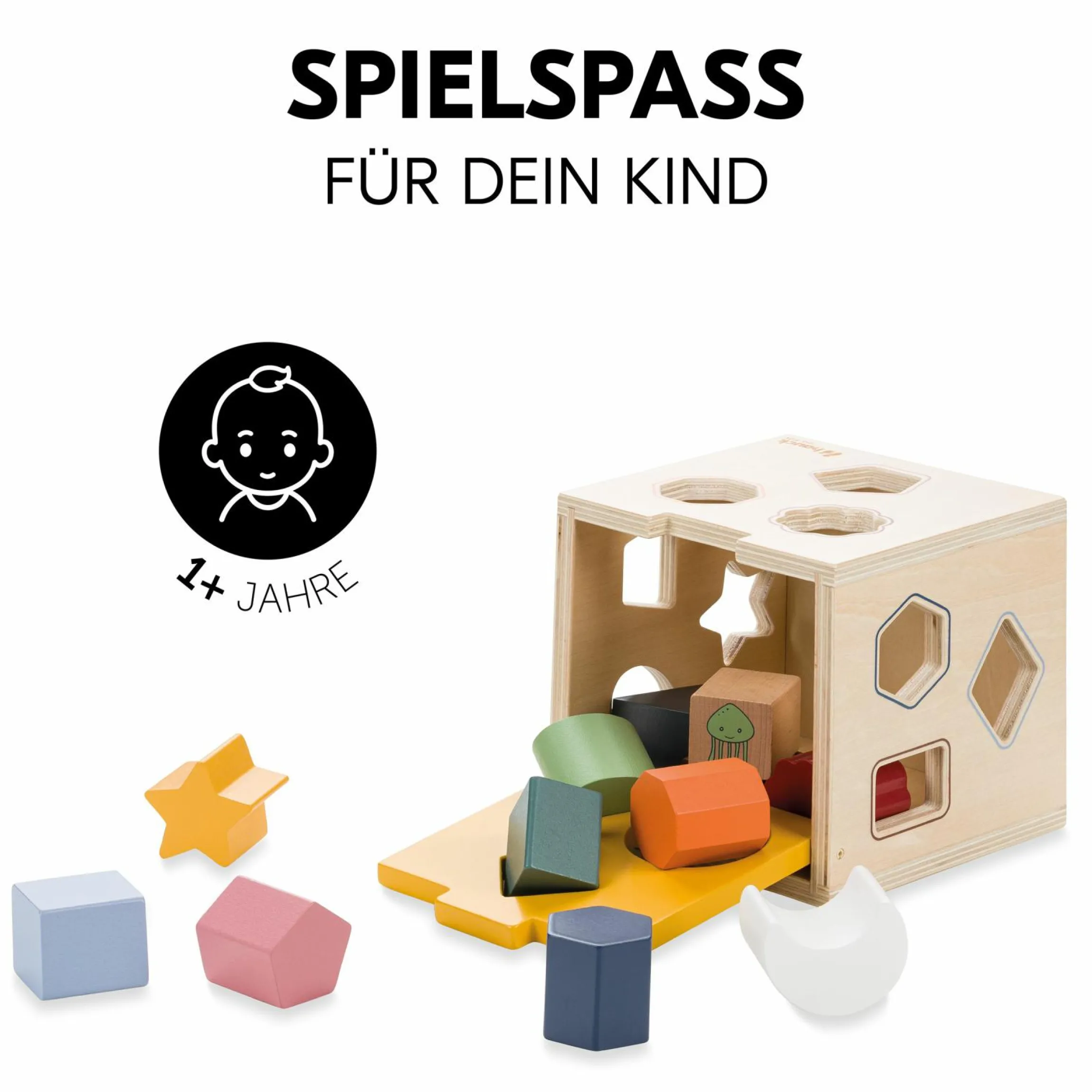 Holz Motorikwürfel mit Formen - Sort N Tidy