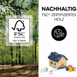 Holz Steck- und Motorik-Spiel - Haus mit Formen - Sort N Build