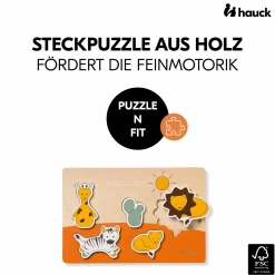 Holz Steckpuzzle für Baby (ab 1 Jahr) - Safari - Puzzle N Fit