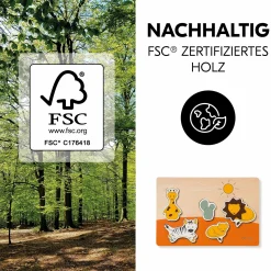 Holz Steckpuzzle für Baby (ab 1 Jahr) - Safari - Puzzle N Fit