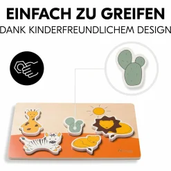 Holz Steckpuzzle für Baby (ab 1 Jahr) - Safari - Puzzle N Fit