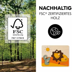 Holz Steckpuzzle für Baby (ab 1 Jahr) - Lion / Löwe - Puzzle N Sort