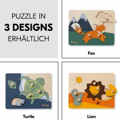 Holz Steckpuzzle für Baby (ab 1 Jahr) - Lion / Löwe - Puzzle N Sort