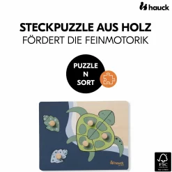 Holz Steckpuzzle für Baby (ab 1 Jahr) - Turtle / Schildkröte - Puzzle N Sort