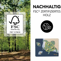 Holz Steckpuzzle für Baby (ab 1 Jahr) - Turtle / Schildkröte - Puzzle N Sort