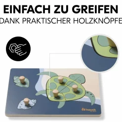 Holz Steckpuzzle für Baby (ab 1 Jahr) - Turtle / Schildkröte - Puzzle N Sort