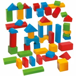 Holzbausteine 50 Stück - extra große Teile - in Box - Bunt
