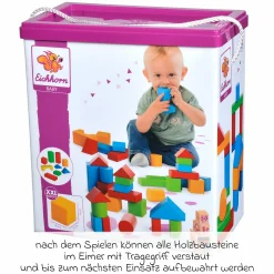 Holzbausteine 50 Stück - extra große Teile - in Box - Bunt