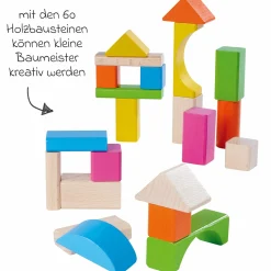 Holzbausteine 60 Stück - in Box mit Sortierspiel - Bunt & Natur