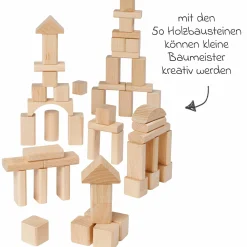 Holzbausteine 50 Stück - in Box mit Sortierspiel - Natur