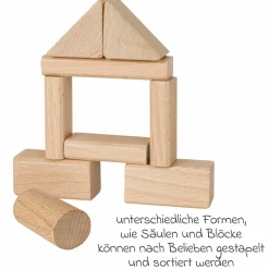 Holzbausteine 50 Stück - in Box mit Sortierspiel - Natur