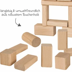Holzbausteine 50 Stück - in Box mit Sortierspiel - Natur