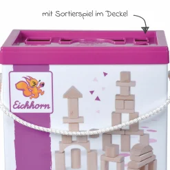 Holzbausteine 50 Stück - in Box mit Sortierspiel - Natur