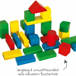 Holzbausteine 50 Stück - in Box mit Sortierspiel - Bunt
