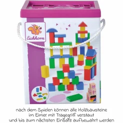 Holzbausteine 50 Stück - in Box mit Sortierspiel - Bunt