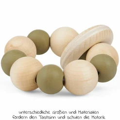 Holzgreifring mit Kautschukperlen - Wald