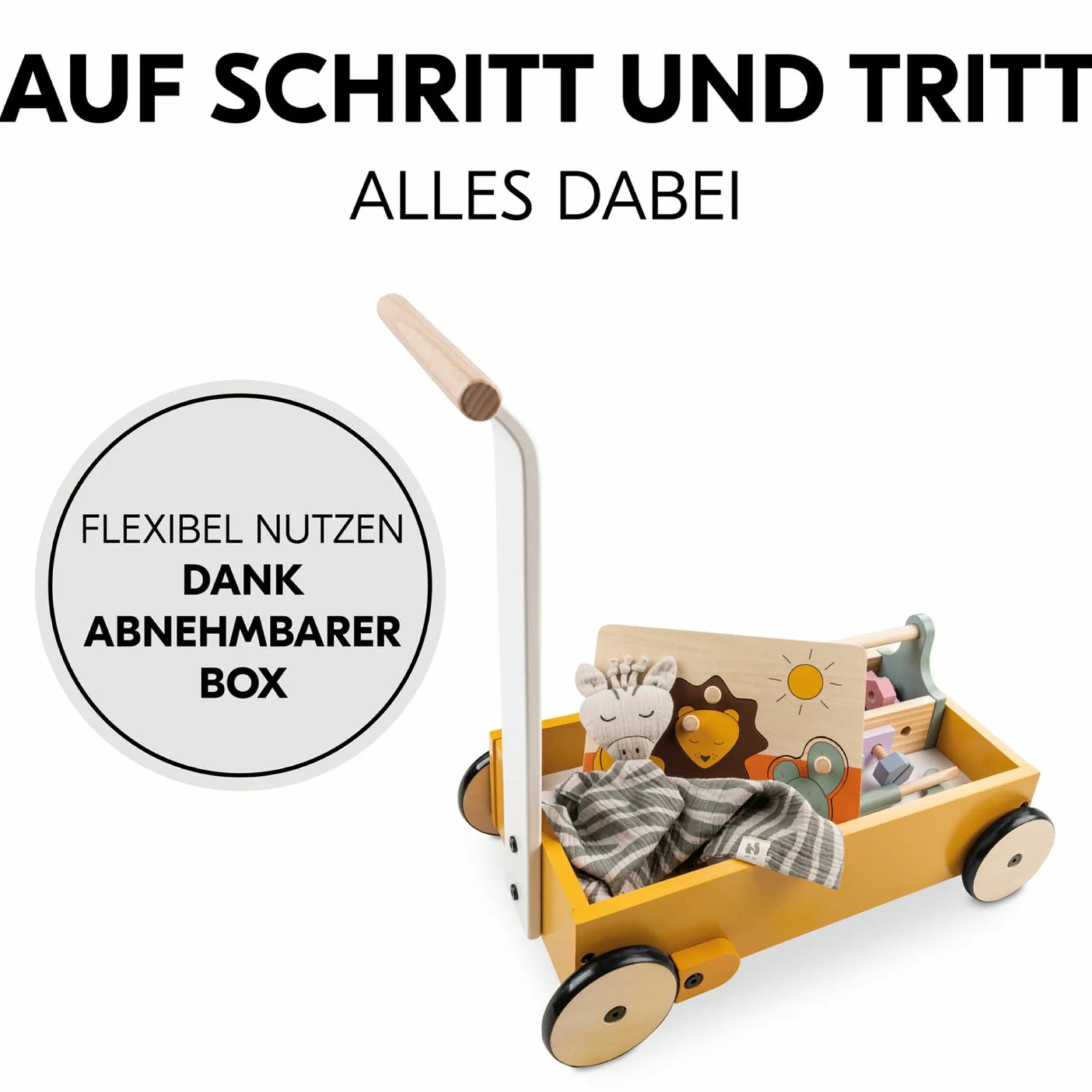 Holz-Lauflernwagen Learn to Walk - mit viel Zubehör für Gärtner-Rollenspiel - Plants