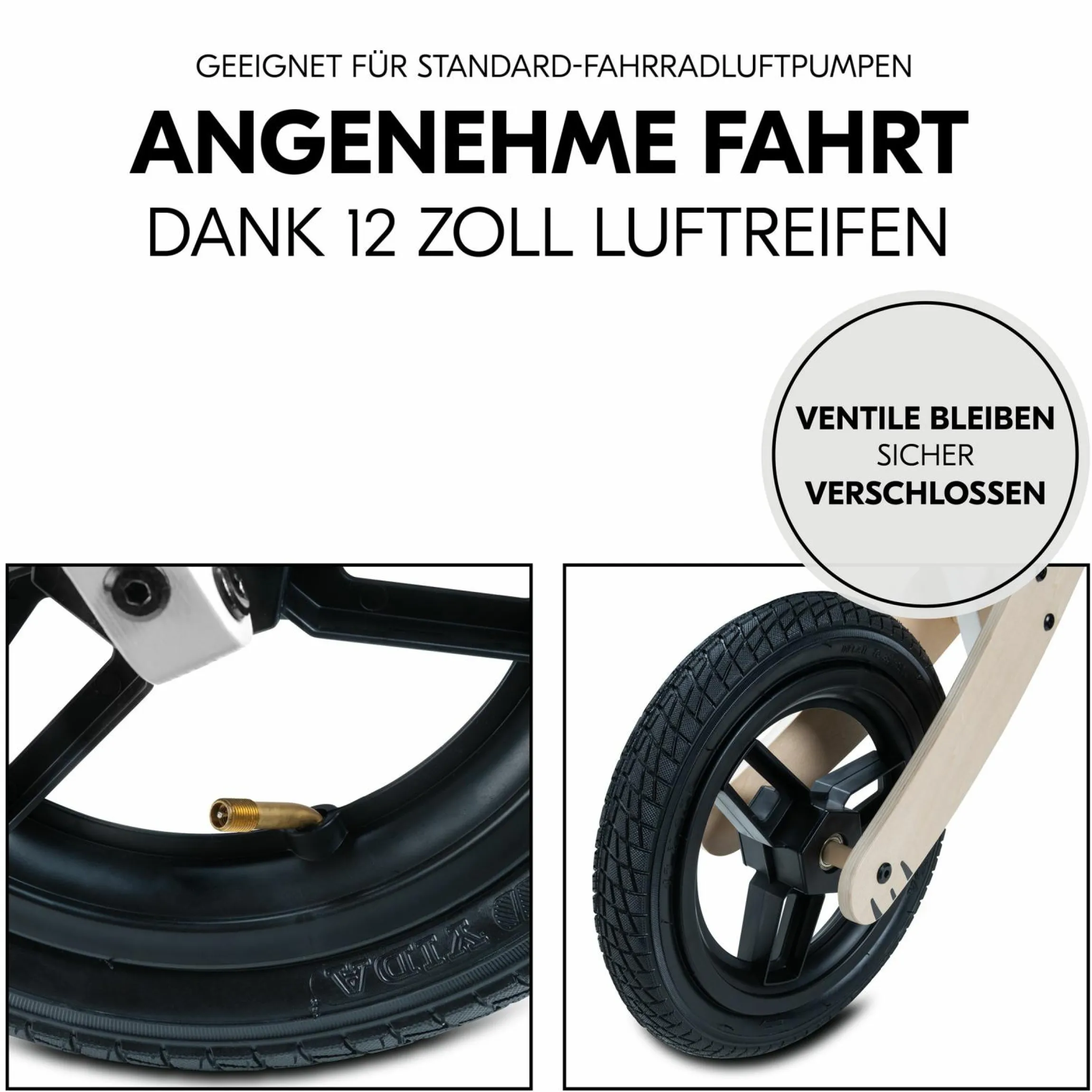 Holz-Laufrad Balance N Ride mit Lufträdern & verstellbarem Sitz (ab 18 Monate) - Zebra