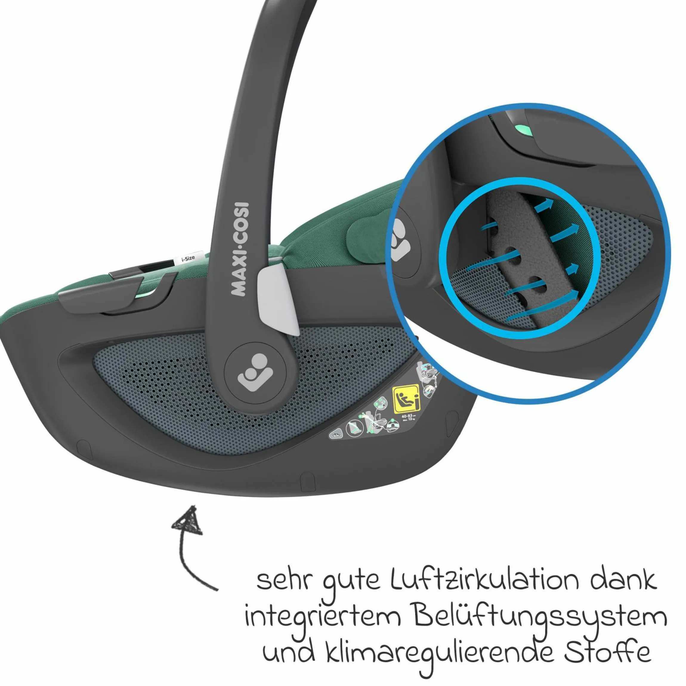 3in1 Babyschale & Reboarder-Set FamilyFix 360 ab Geburt bis 4 Jahre (40 - 105 cm) mit Babyschale Pebble 360 & Kindersitz Pearl 360 inkl. Isofix-Basis FamilyFix & Rückenlehnenschutz - Green