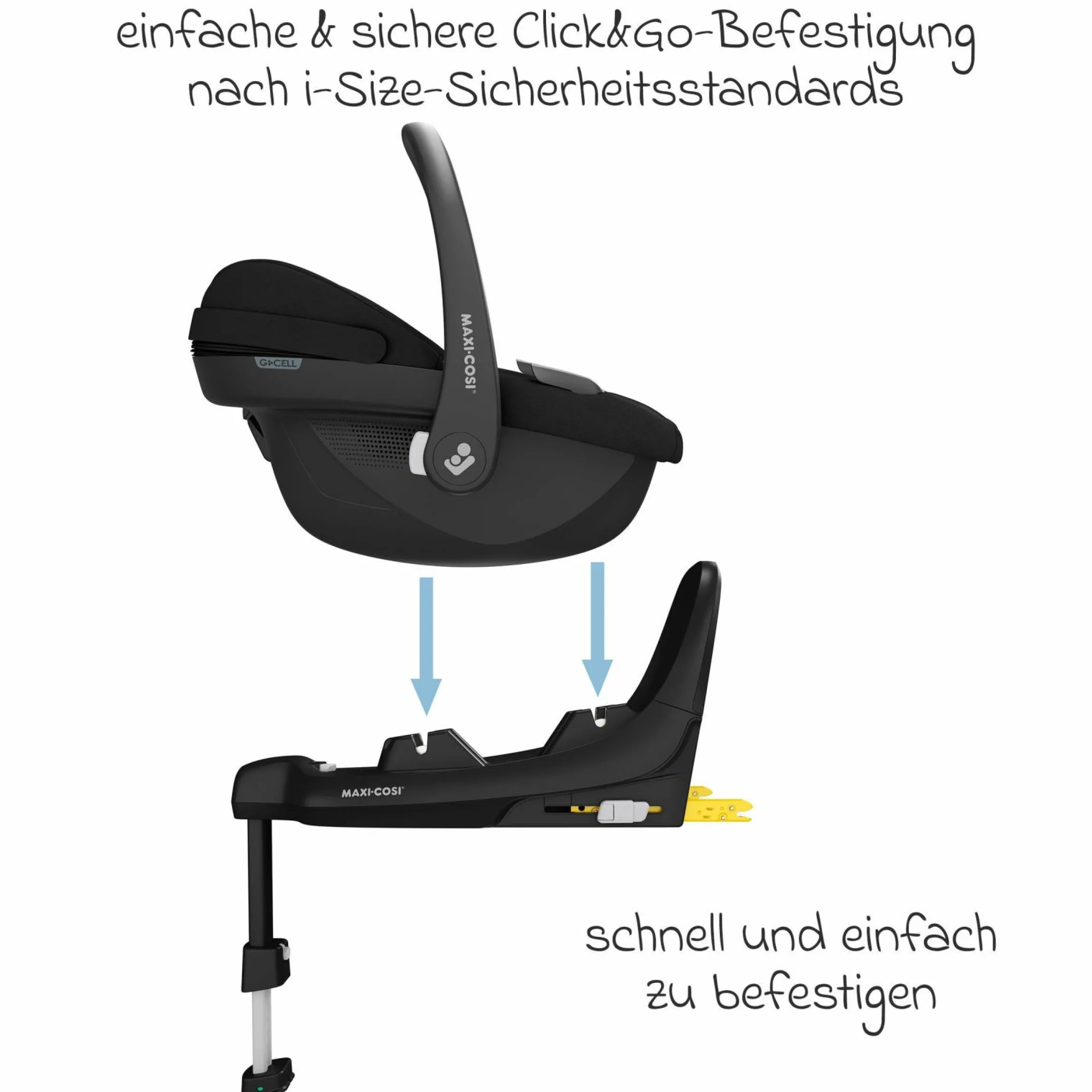 3in1 Babyschale & Reboarder-Set ab Geburt bis 4 Jahre mit (40 - 105 cm) mit Babyschale Pebble S i-Size & Kindersitz Pearl S inkl. Isofix-Basis FamilyFix S & Rückenlehnenschutz - Tonal Black