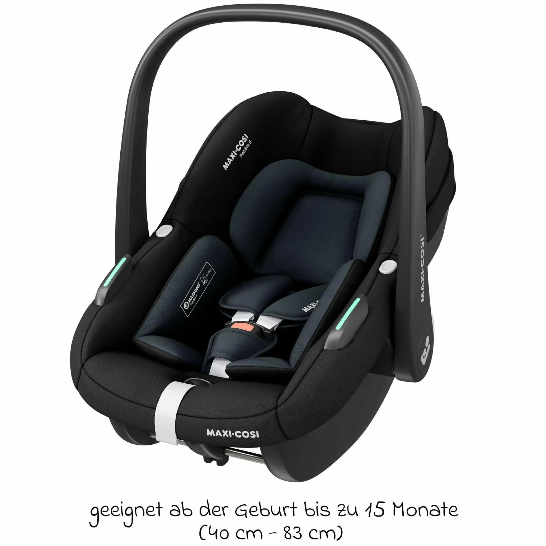 3in1 Babyschale & Reboarder-Set ab Geburt bis 4 Jahre mit (40 - 105 cm) mit Babyschale Pebble S i-Size & Kindersitz Pearl S inkl. Isofix-Basis FamilyFix S & Rückenlehnenschutz - Tonal Black