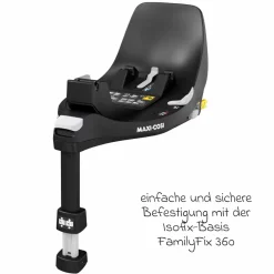 3in1 Babyschale & Reboarder-Set FamilyFix 360 ab Geburt bis 4 Jahre (40 - 105 cm) mit Babyschale Pebble 360 & Kindersitz Pearl 360 inkl. Isofix-Basis FamilyFix, Schutzunterlage, Activity-Trapez & Schnullertasche - Graphite - Kollektion 2025