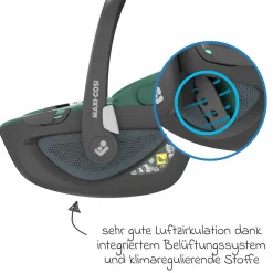 3in1 Babyschale & Reboarder-Set FamilyFix 360 ab Geburt bis 4 Jahre (40 - 105 cm) mit Babyschale Pebble 360 & Kindersitz Pearl 360 inkl. Isofix-Basis FamilyFix, Schutzunterlage, Activity-Trapez & Schnullertasche - Green - Kollektion 2025