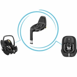 3in1 Babyschale & Reboarder-Set ab Geburt - 4 Jahre (45 cm - 105 cm) mit Babyschale Pebble Pro, Kindersitz Pearl Pro 2 inkl. FamilyFix 3 - Black