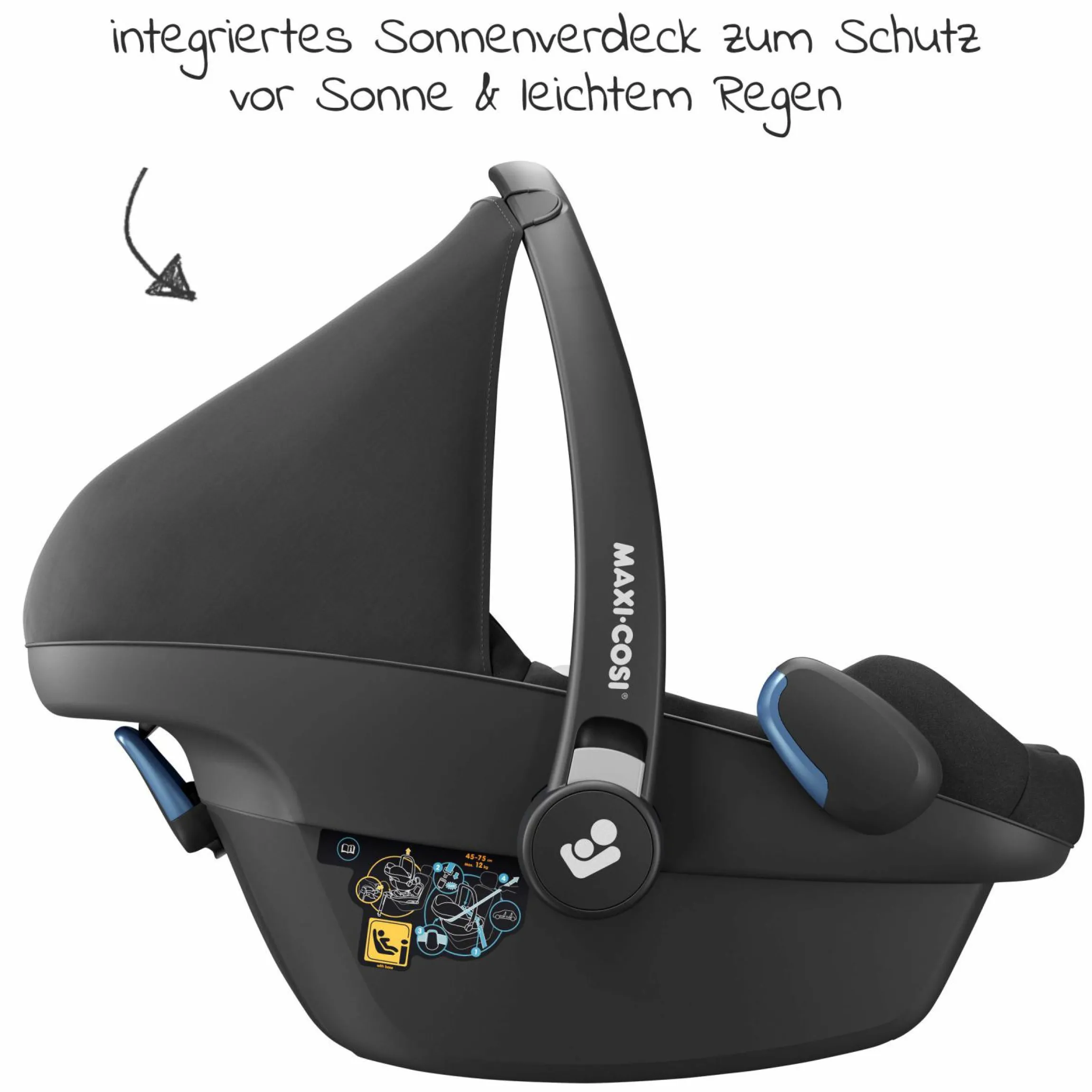 3in1 Babyschale & Reboarder-Set ab Geburt - 4 Jahre (45 cm - 105 cm) mit Babyschale Pebble Pro, Kindersitz Pearl Pro 2 inkl. FamilyFix 3 - Black