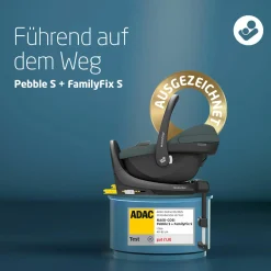 3in1 Babyschalen & Kindersitz-Set FamilyFix S ab Geburt bis 4 Jahre (40cm - 105 cm mit Babyschale Pebble S & Kindersitz Pearl S inkl. Isofix-Basis FamilyFix S, Schutzunterlage & Schnullertasche - Tonal Graphite - Kollektion 2025