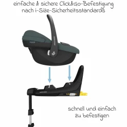 3in1 Babyschalen & Kindersitz-Set FamilyFix S ab Geburt bis 4 Jahre (40cm - 105 cm mit Babyschale Pebble S & Kindersitz Pearl S inkl. Isofix-Basis FamilyFix S, Schutzunterlage & Schnullertasche - Tonal Graphite - Kollektion 2025