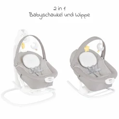 2in1 Babyschaukel & Wippe SoftSway mit Magnetic Motion ab Geburt - 6 Monate inkl. Spielbogen mit 2 Spielzeugen - Starlight - Kollektion 2025