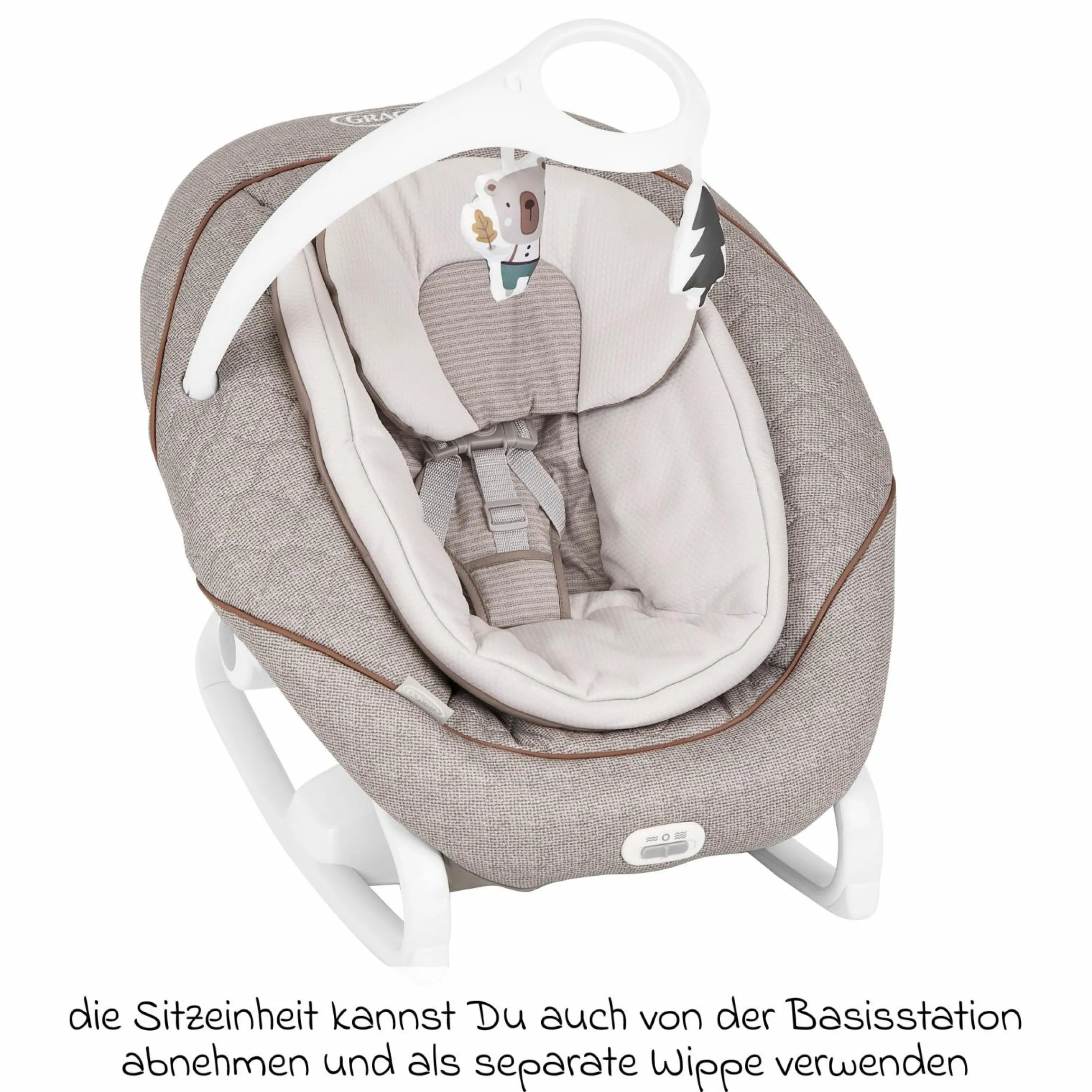 2-in-1 Babyschaukel All Ways Soother ab Geburt - 9 Monate 8 Schaukelbewegungen in 2 Richtungen, als Wippe nutzbar inkl. Mobile mit 3 Stoff-Figuren - Littel Adventures - Kollektion 2025