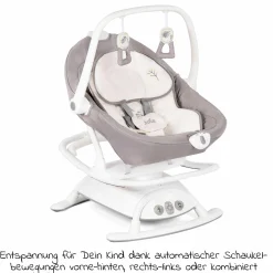 2in1 Babyschaukel Sansa ab Geburt - 9 kg abnehmbarer Sitz als Babywippe nutzbar - Fern
