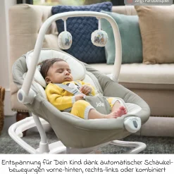 2in1 Babyschaukel Sansa ab Geburt - 9 kg abnehmbarer Sitz als Babywippe nutzbar - Palms - Kollektion 2025