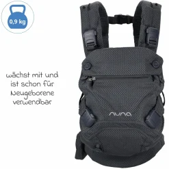 4in1 Babytrage CUDL Clik für Neugeborene ab 3,5 kg bis 16 kg einsetzbar mit 4 Tragepositionen, Klickverschluss inkl. Zubehör - Denim - Kollektion 2025