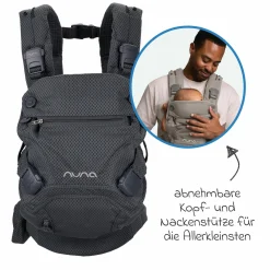 4in1 Babytrage CUDL Clik für Neugeborene ab 3,5 kg bis 16 kg einsetzbar mit 4 Tragepositionen, Klickverschluss inkl. Zubehör - Denim - Kollektion 2025