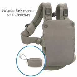 4in1 Babytrage CUDL Clik für Neugeborene ab 3,5 kg bis 16 kg einsetzbar mit 4 Tragepositionen, Klickverschluss inkl. Zubehör - Fog - Kollektion 2025