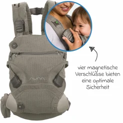 4in1 Babytrage CUDL Clik für Neugeborene ab 3,5 kg bis 16 kg einsetzbar mit 4 Tragepositionen, Klickverschluss inkl. Zubehör - Fog - Kollektion 2025