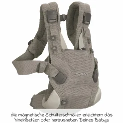 4in1 Babytrage CUDL Clik für Neugeborene ab 3,5 kg bis 16 kg einsetzbar mit 4 Tragepositionen, Klickverschluss inkl. Zubehör - Fog - Kollektion 2025