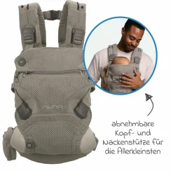 4in1 Babytrage CUDL Clik für Neugeborene ab 3,5 kg bis 16 kg einsetzbar mit 4 Tragepositionen, Klickverschluss inkl. Zubehör - Fog - Kollektion 2025
