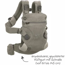 4in1 Babytrage CUDL Clik für Neugeborene ab 3,5 kg bis 16 kg einsetzbar mit 4 Tragepositionen, Klickverschluss inkl. Zubehör - Fog - Kollektion 2025