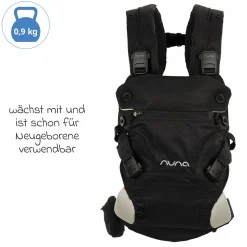 4in1 Babytrage CUDL Clik für Neugeborene ab 3,5 kg bis 16 kg einsetzbar mit 4 Tragepositionen, Klickverschluss inkl. Zubehör - Caviar - Kollektion 2025