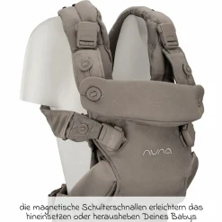 4in1 Babytrage CUDL Luxe für Neugeborene ab 3,5 kg bis 16 kg einsetzbar mit 4 Tragepositionen, Klickverschluss inkl. Zubehör - Pewter - Kollektion 2025