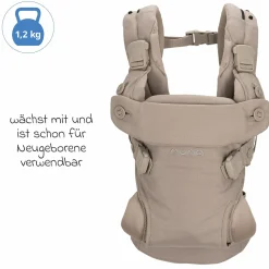 4in1 Babytrage CUDL Luxe für Neugeborene ab 3,5 kg bis 16 kg einsetzbar mit 4 Tragepositionen, Klickverschluss inkl. Zubehör - Quartz - Kollektion 2025