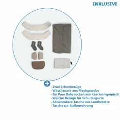4in1 Babytrage CUDL Luxe für Neugeborene ab 3,5 kg bis 16 kg einsetzbar mit 4 Tragepositionen, Klickverschluss inkl. Zubehör - Quartz - Kollektion 2025
