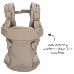 4in1 Babytrage CUDL Luxe für Neugeborene ab 3,5 kg bis 16 kg einsetzbar mit 4 Tragepositionen, Klickverschluss inkl. Zubehör - Quartz - Kollektion 2025